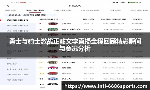 勇士与骑士激战正酣文字直播全程回顾精彩瞬间与赛况分析